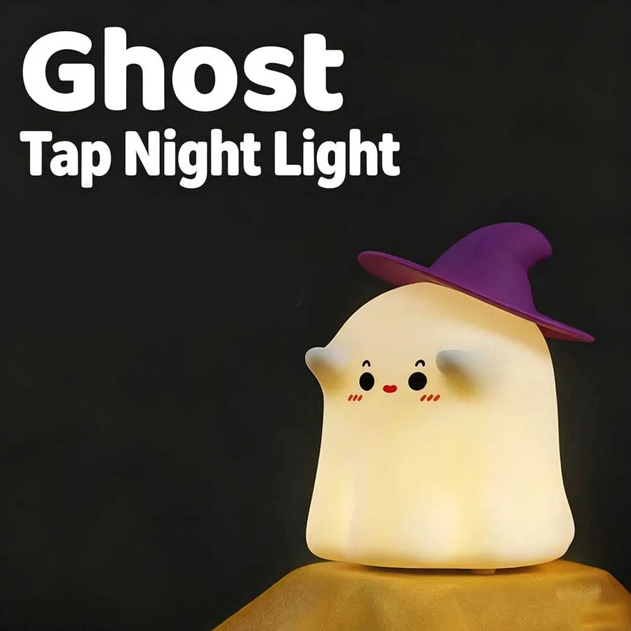Cute Ghost Silicone Night Light – Tap-to-Turn-On Bedside Lamp