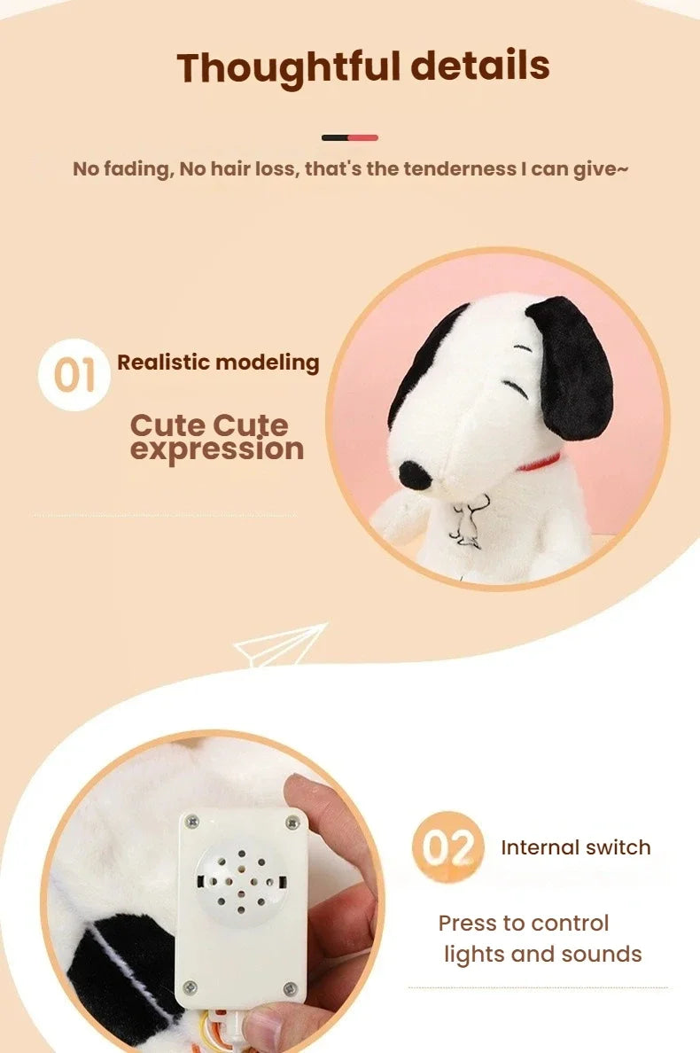 2026 New Baby Breathing Snoopy Plush Doll | Soothing Sleeping Companion with Music & Light for Kids