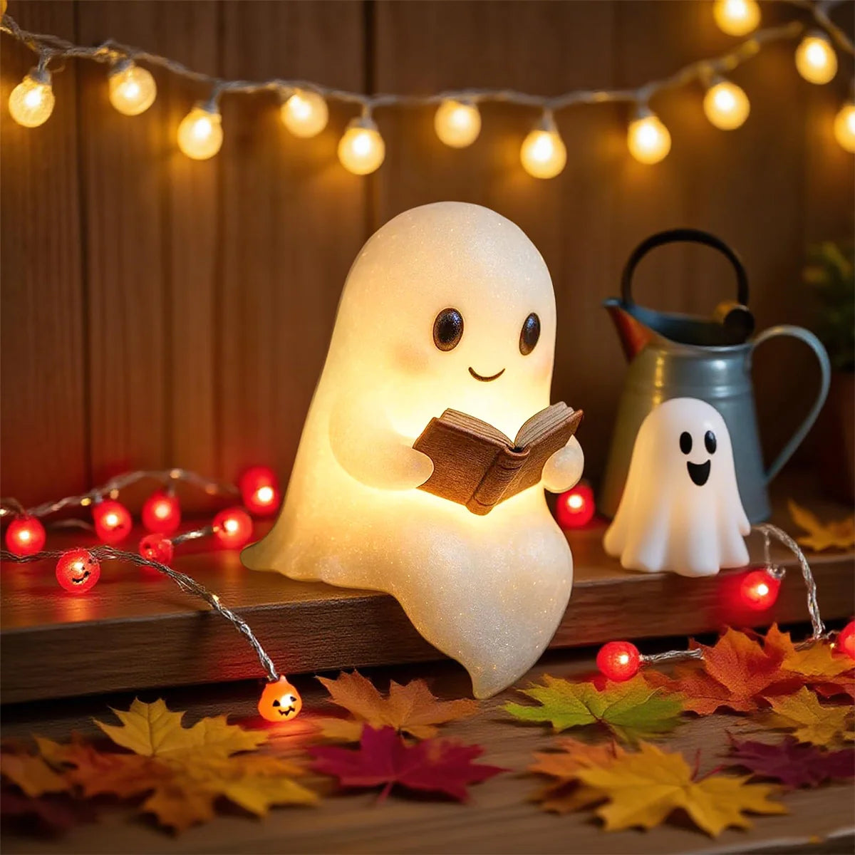 Ghost Night Light Halloween 3D LED Lamp | Cute Resin Cartoon Bedside Lamp for Kids