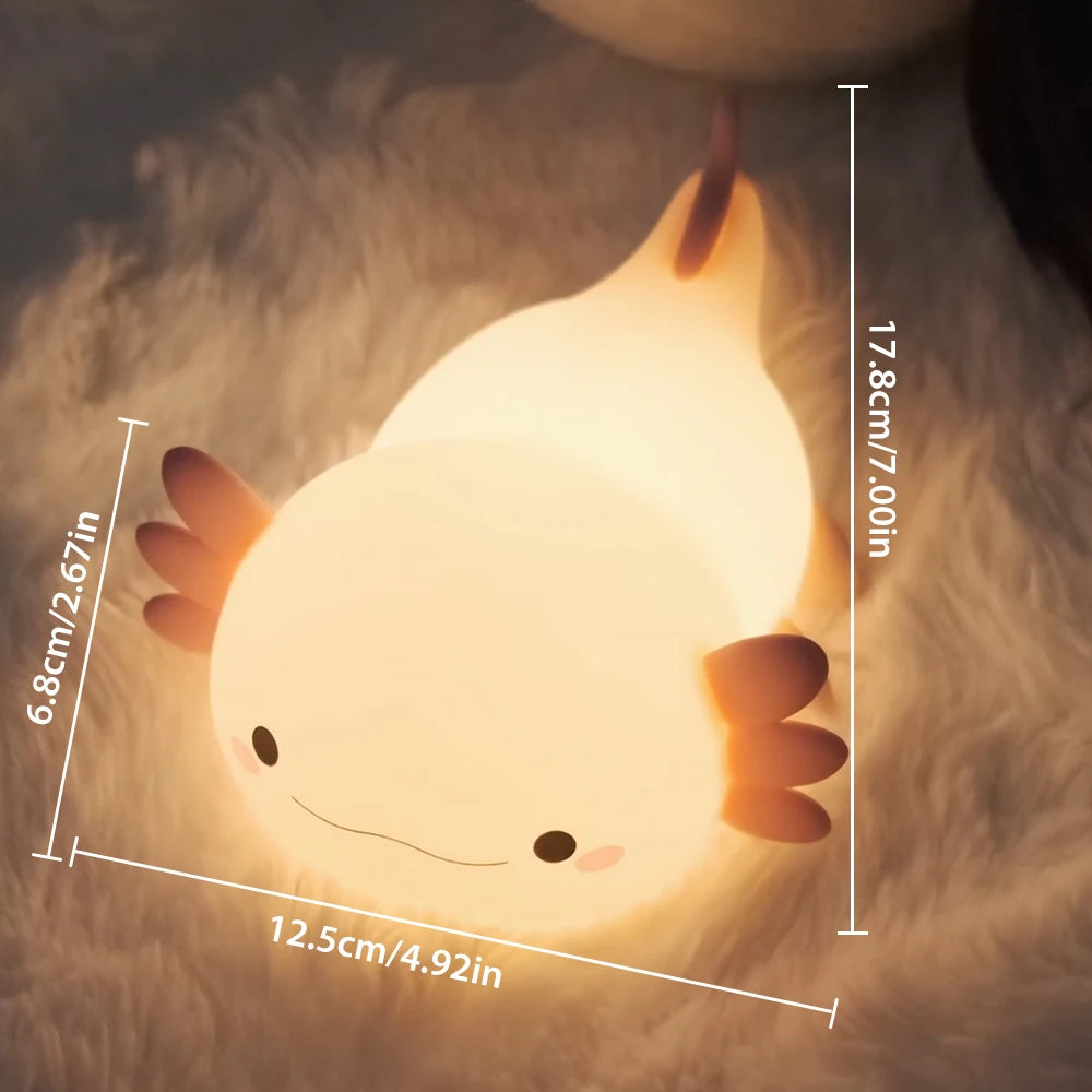 Valentine'S Day Axolotl Silicone Nursery Sleeping Lamp Touch Control Nightlights Gifts USB Rechargeable Table Lamp for Children