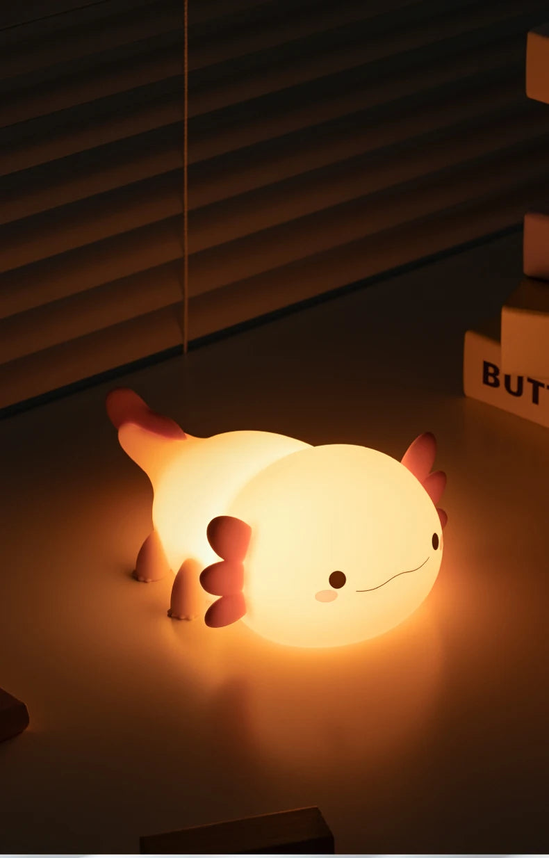 Valentine'S Day Axolotl Silicone Nursery Sleeping Lamp Touch Control Nightlights Gifts USB Rechargeable Table Lamp for Children