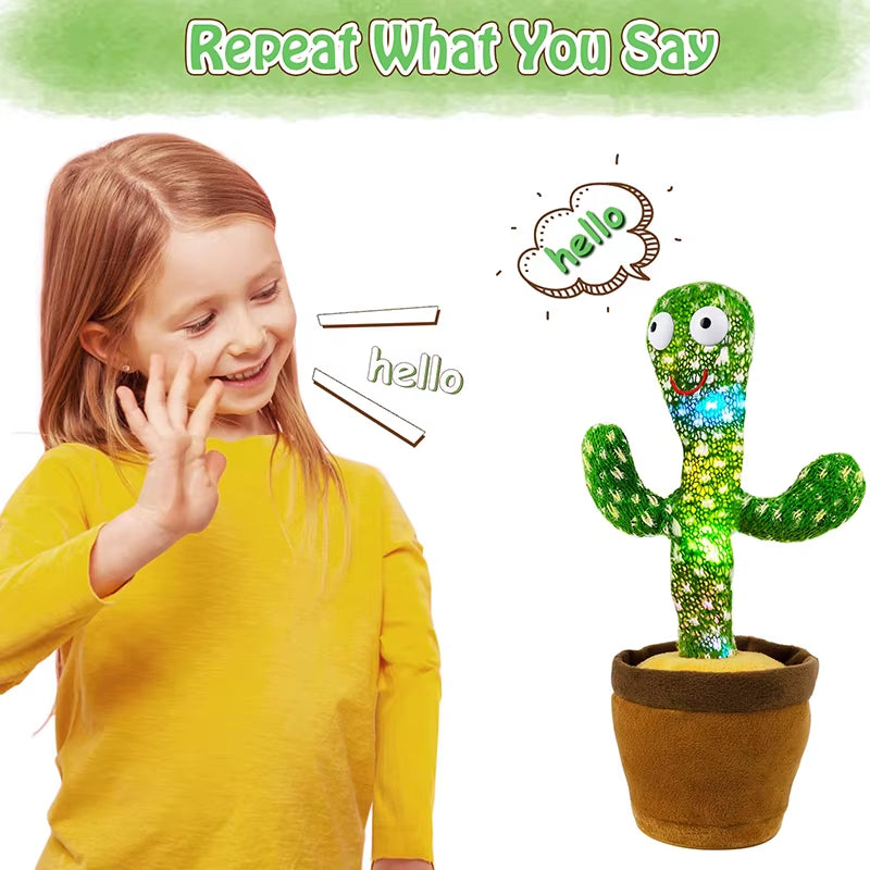 Dancing Cactus 120 Song Speaker Talking Usb Battery Voice Repeat Plush Cactu Dancer Toy Talk Plushie Stuffed Toys for Kids Gift
