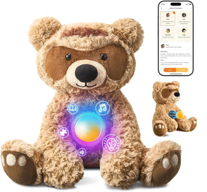 AI talking teddy bear with app control, voice interaction, lights and interactive features for kids