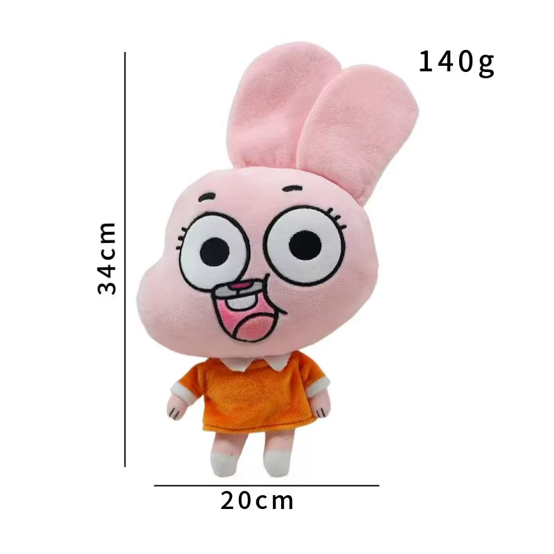 Anays cartoon plush doll displayed with size measurement guide