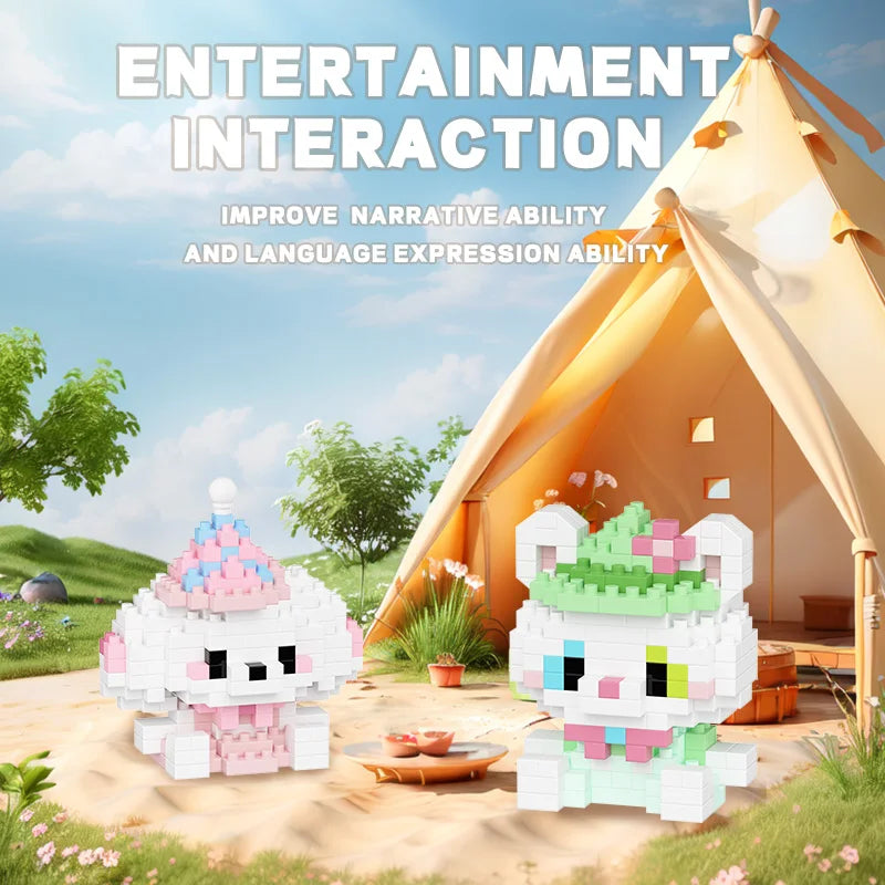 Cute animal building block toys used for imaginative play, helping kids develop storytelling, creativity, and language skills