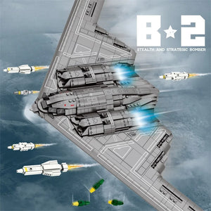 Side view of the B-2 stealth bomber MOC built from building blocks