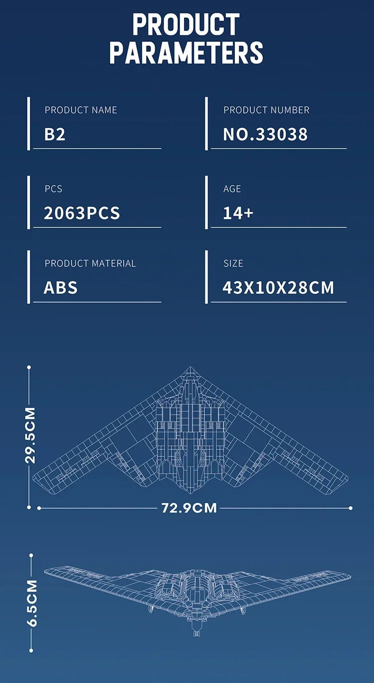 B-2 stealth bomber building block set presented as a gift for collectors