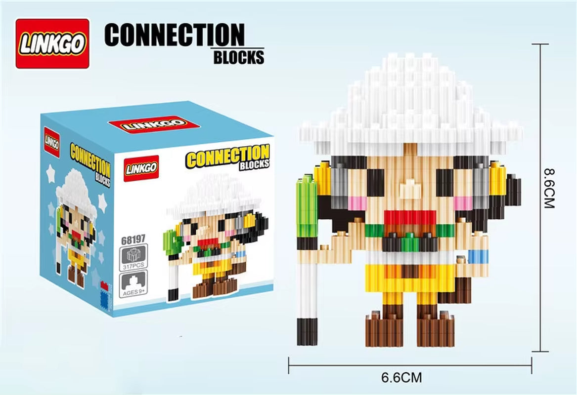 One Piece Connection Building Blocks Luffy Chopper Nami Sanji Zoro Usopp Ace Franky Brook Robi Diamond Brick Figure Toy for Kids