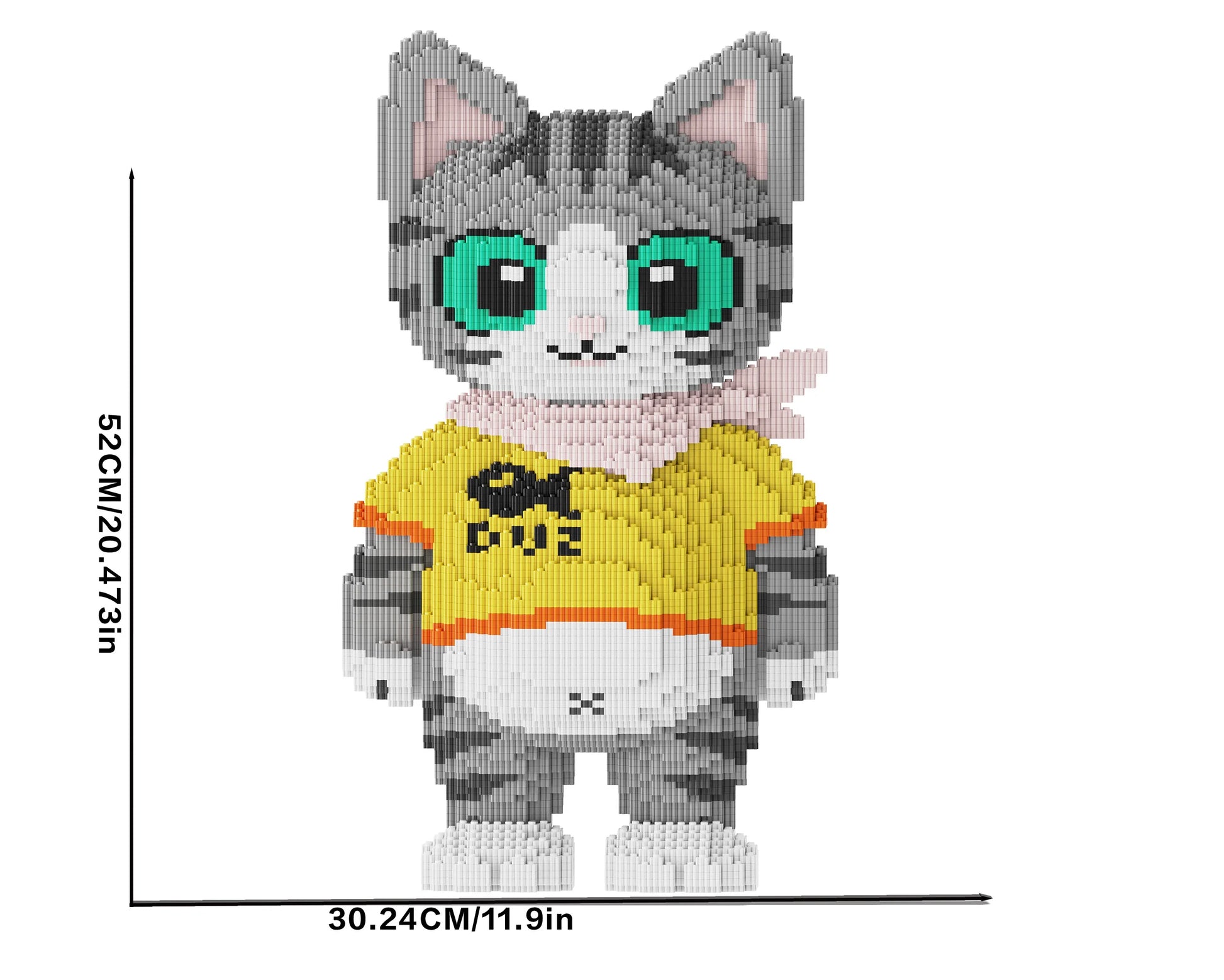 Close-up of the detailed brick construction on a big cat display model