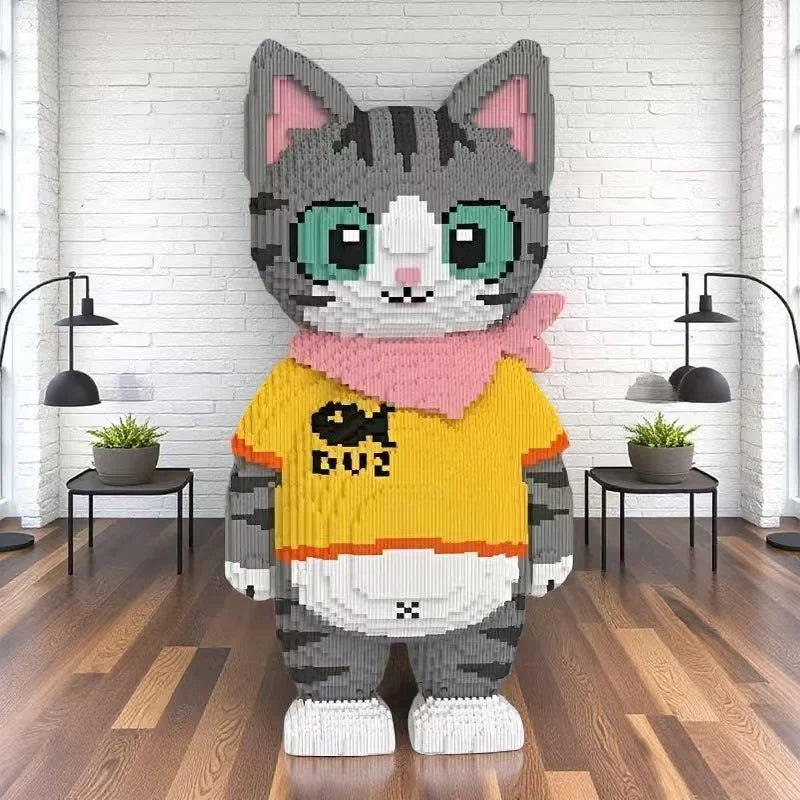 Large-scale big cat building block model showing its impressive size