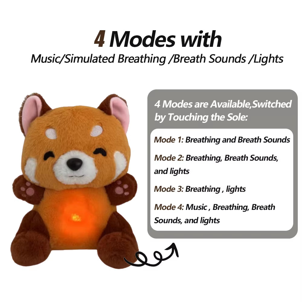 Breathing fox plush toy with soothing breathing and glow