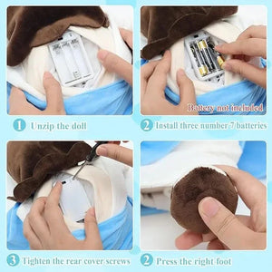 Close-up of the soft breathing Jesus plush design