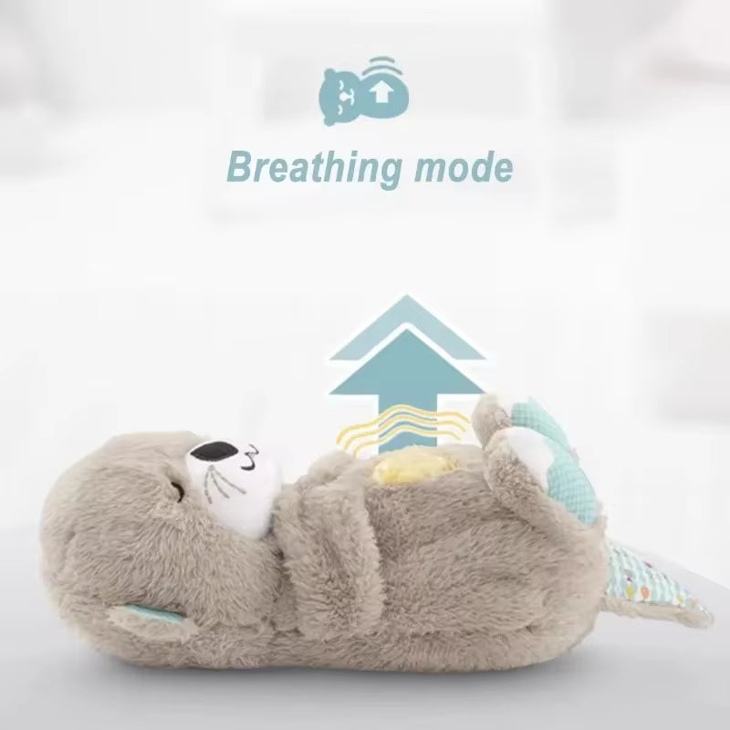 Breathing otter plush toy showing gentle breathing motion feature for calming babies and improving sleep