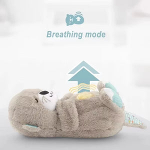 Breathing otter plush toy showing gentle breathing motion feature for calming babies and improving sleep