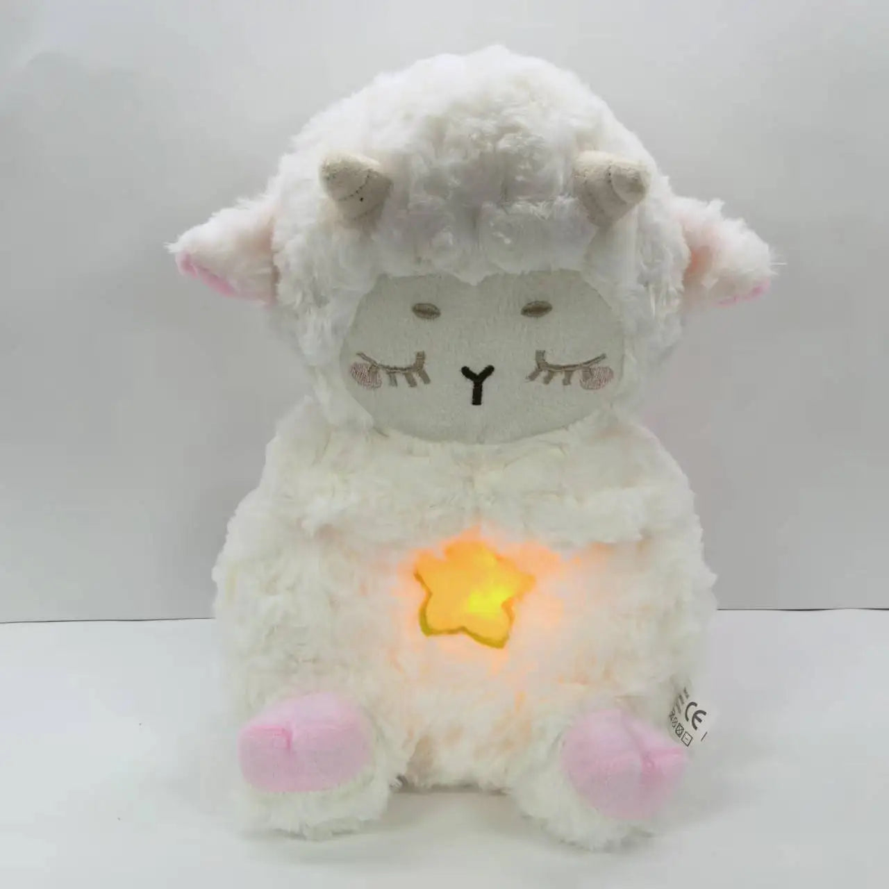 Breathing sheep plush toy designed to provide calming comfort at bedtime