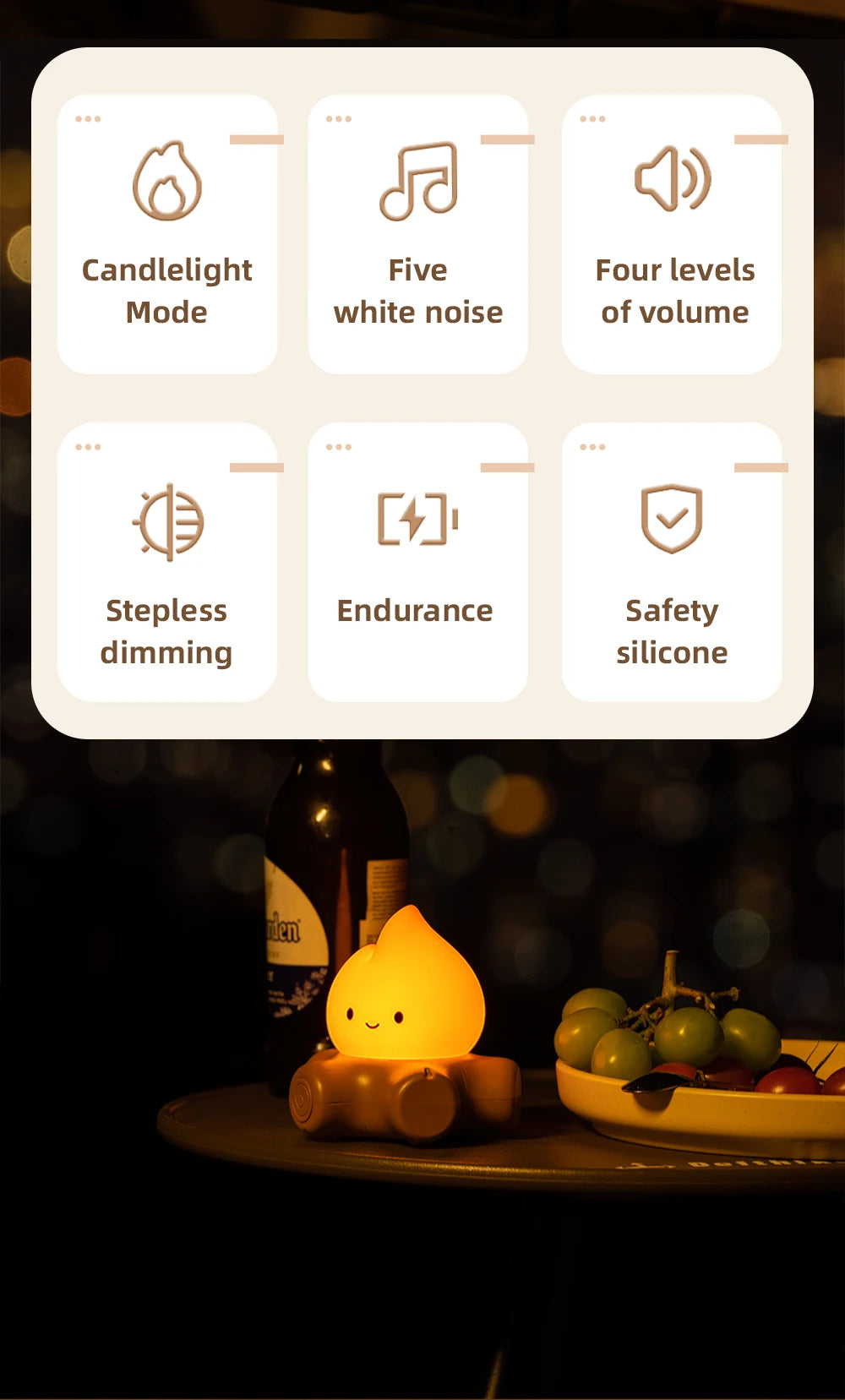 Campfire LED lamp presented as a holiday gift