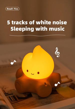 Campfire night light creating a warm glowing atmosphere