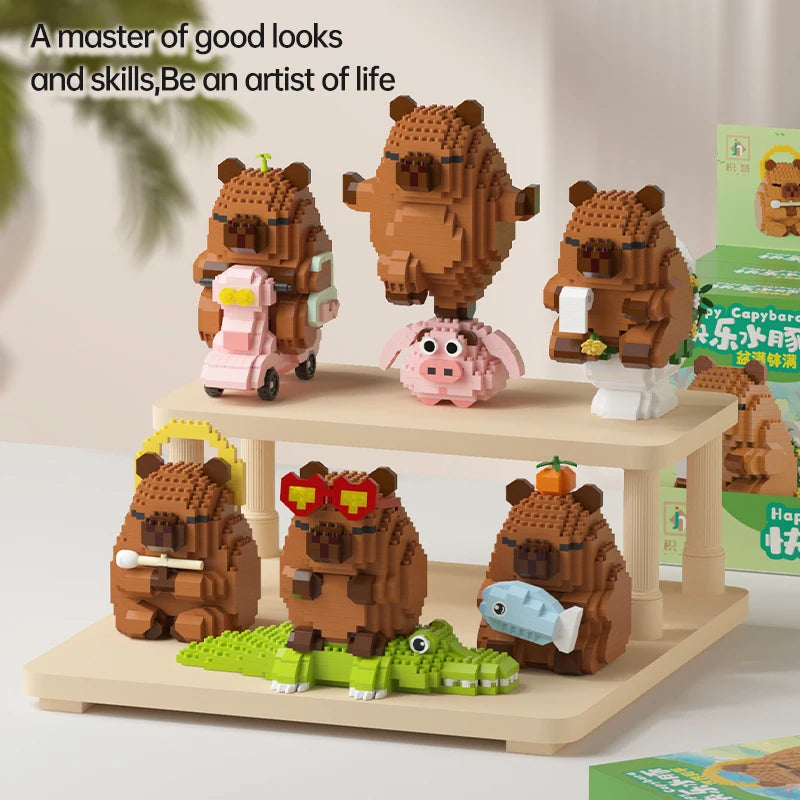 Cute capybara brick model sitting happily on a desk as fun decor