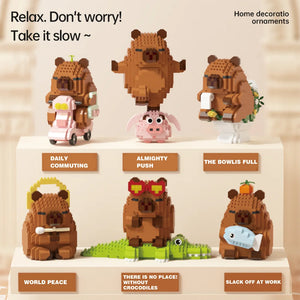 Capybara building blocks being assembled piece by piece like a fun puzzle