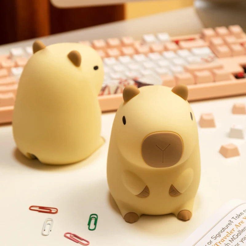 Capybara night light used as a cozy bedside lamp