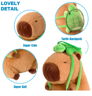 Close-up of the cute face on a capybara plush toy