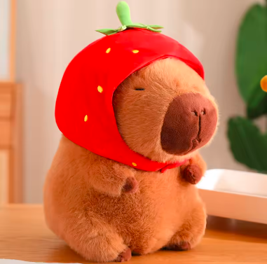 Front view of an adorable capybara plush toy