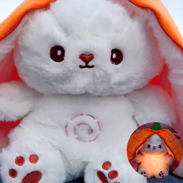 Close-up of carrot radish bunny breathing plush toy