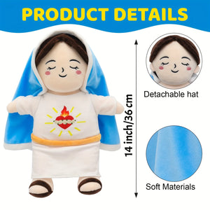 Maria Blue Breathing Jesus Doll Remote Control Lighting Music Easter Christmas Gifts for Boy and Girl
