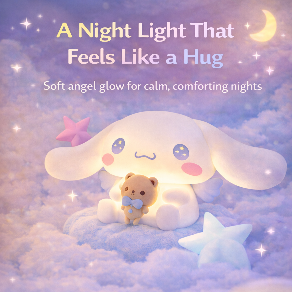 Close-up of the cloud-shaped base of the Cinnamoroll night light