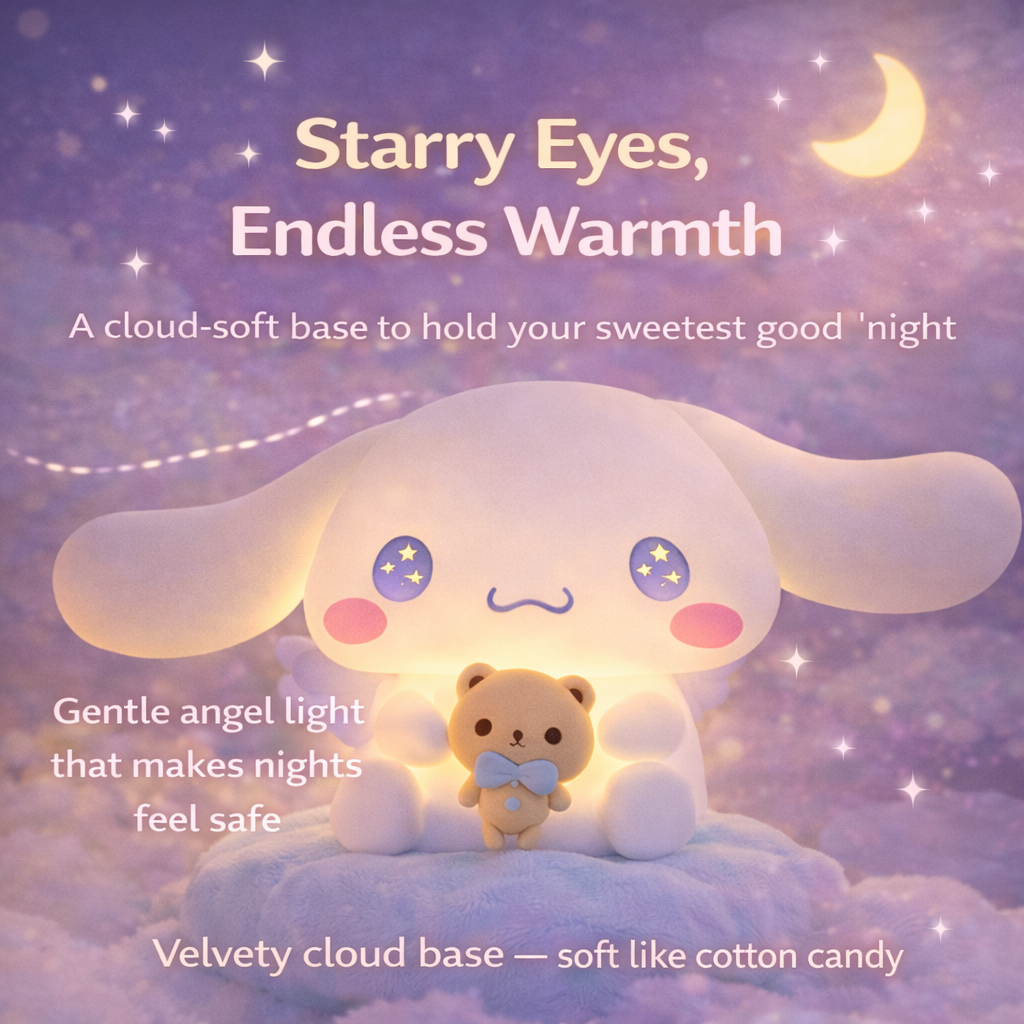 Cinnamoroll night light emitting a soft ambient glow for nighttime relaxation