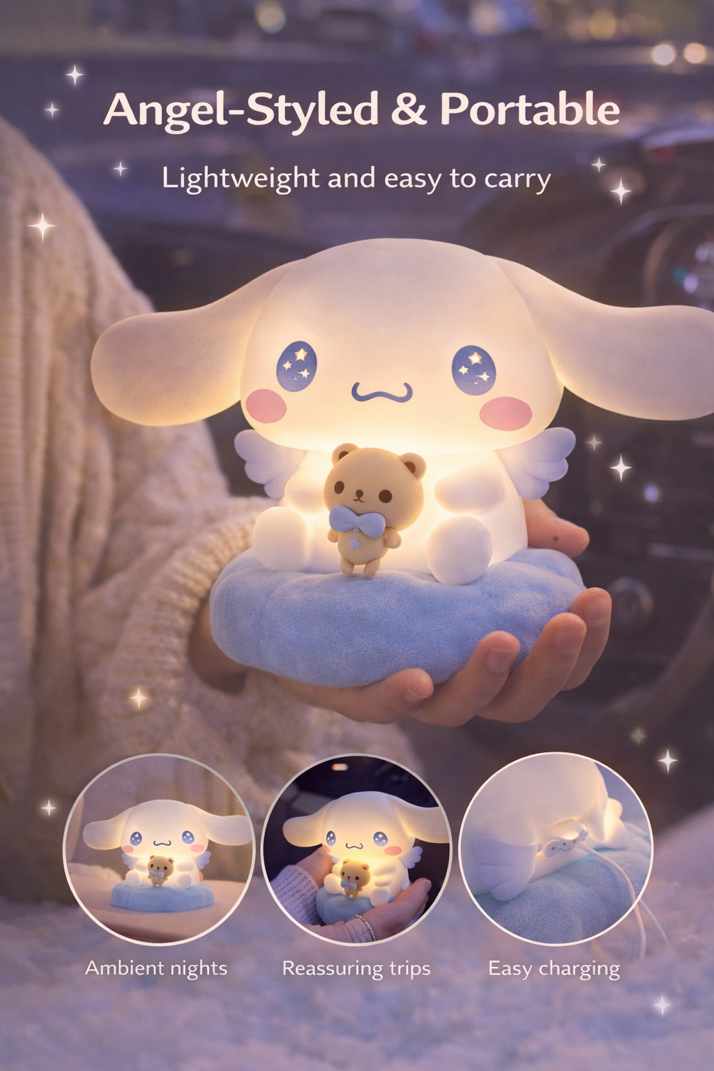 Cinnamoroll night light providing a calming bedside glow for nighttime comfort