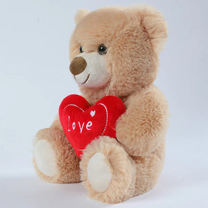 Classic teddy bear plush placed in a cozy bedroom setting