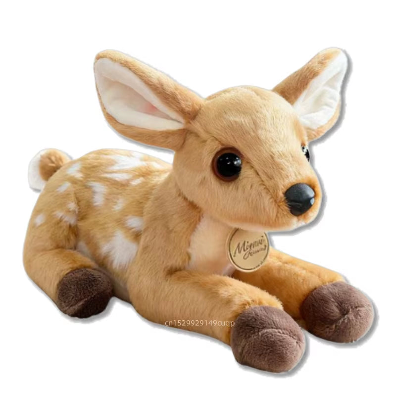 Cute baby deer plush toy with soft fur and spotted design, fawn stuffed animal perfect for kids, gifts, nursery decor, and cozy cuddling