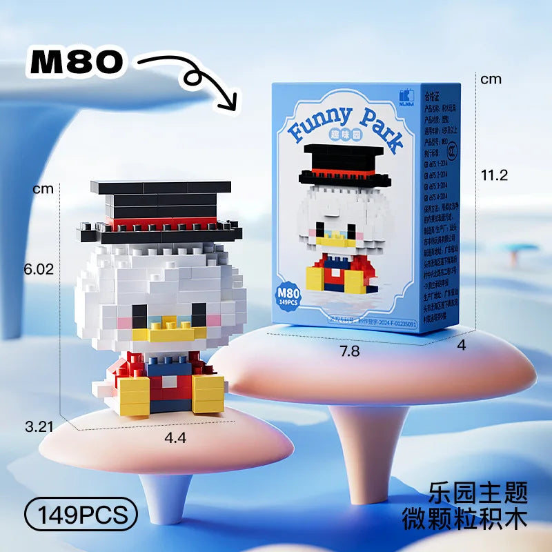 cute duck building block figure wearing top hat with display box mini collectible toy for kids gift