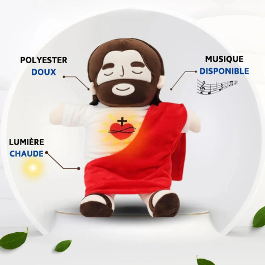 Breathing Jesus Plush Toys Baby Soothing Jesus Doll Four-Gear Adjustment Children Music Sleep Companion Christmas Gifts Light
