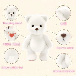 White dress-up teddy bear plush, soft huggable 30cm stuffed cuddle toy