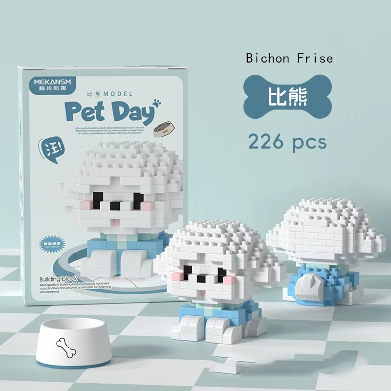 Mini Cute Pet Cat Series Cute Ragdoll Siamese Cat Brick Corgi Husky Small Micro Particle Children'S Dog Building Blocks Toys