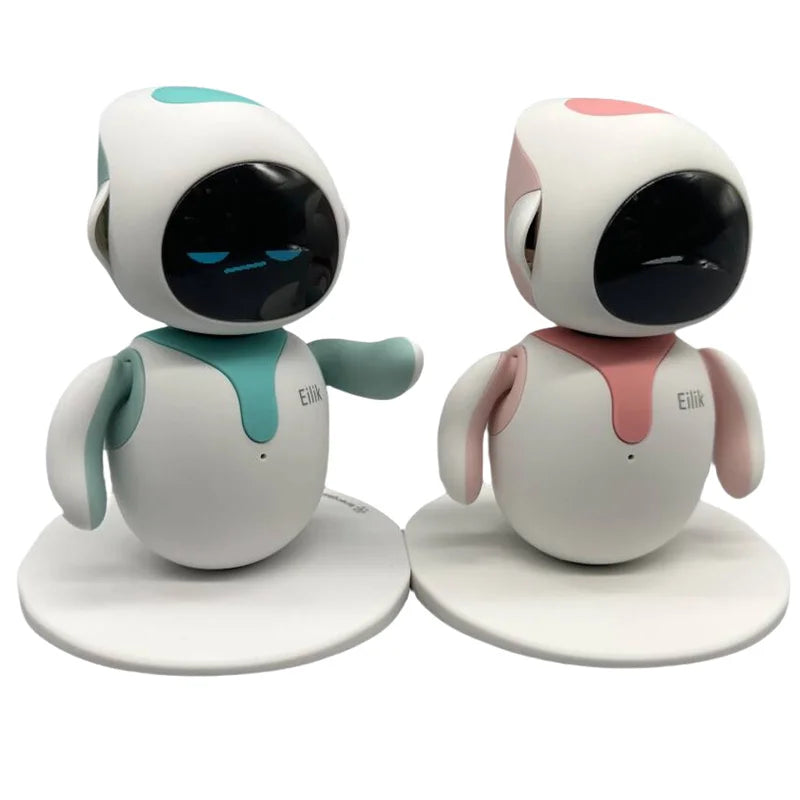 Eilik smart robot pet shown in both male and female variants as an emotional companion toy