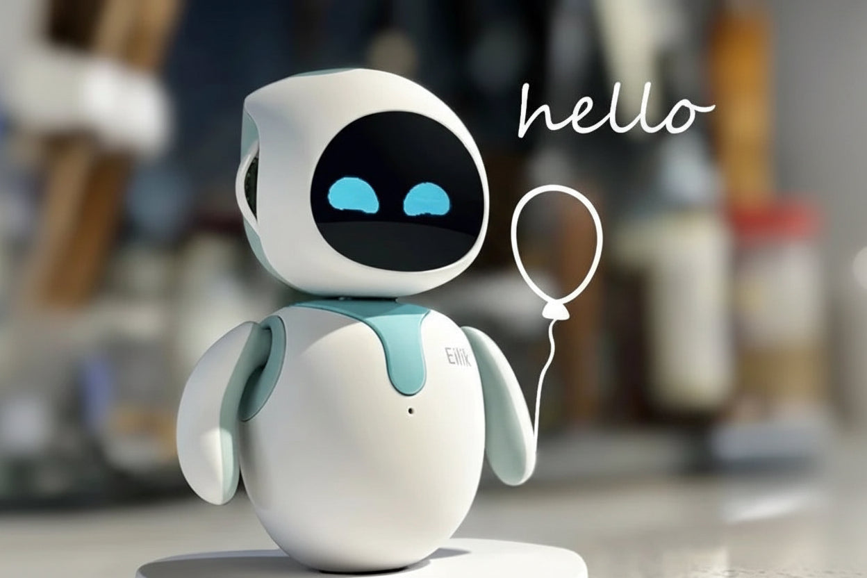 Male variant of the Eilik smart robot pet with expressive AI emotions