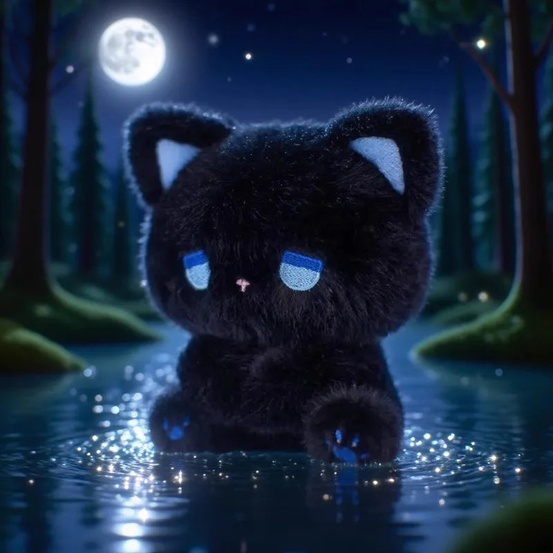 Front view of the emo cat plush showing its moody and lovable design