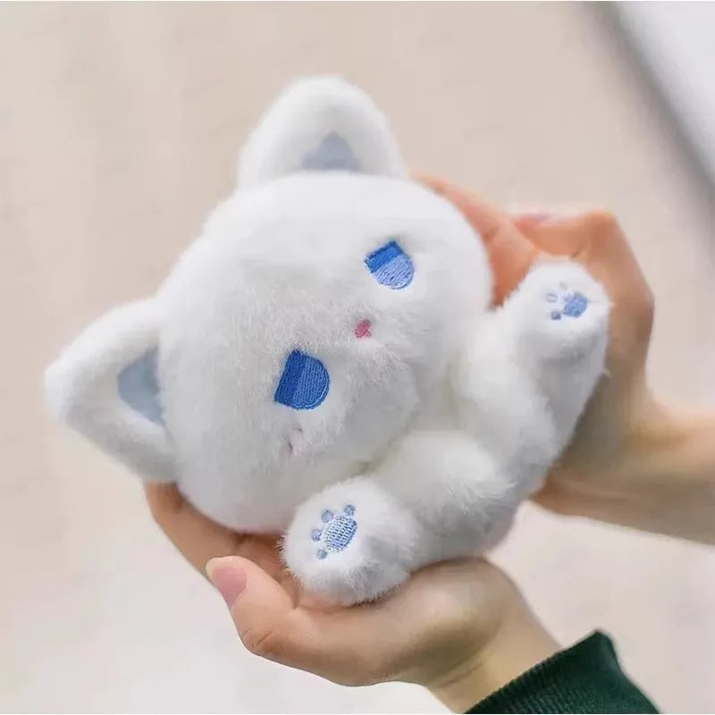 Emo cat plush being hugged, showing its soft and comforting size