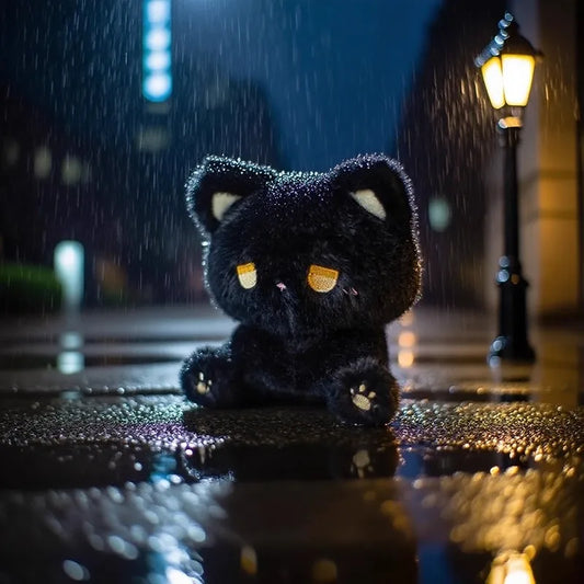 Emo cat plush with a soft and awkward expression from the Love With Attitude collection