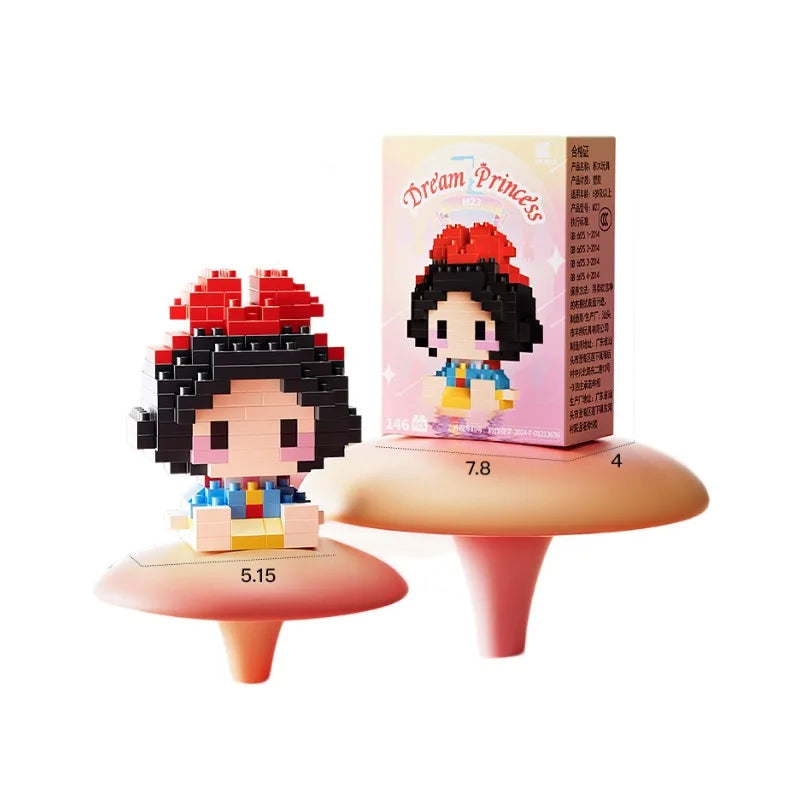 cute fairy tale princess building block figure with red bow and display box small collectible toy for kids