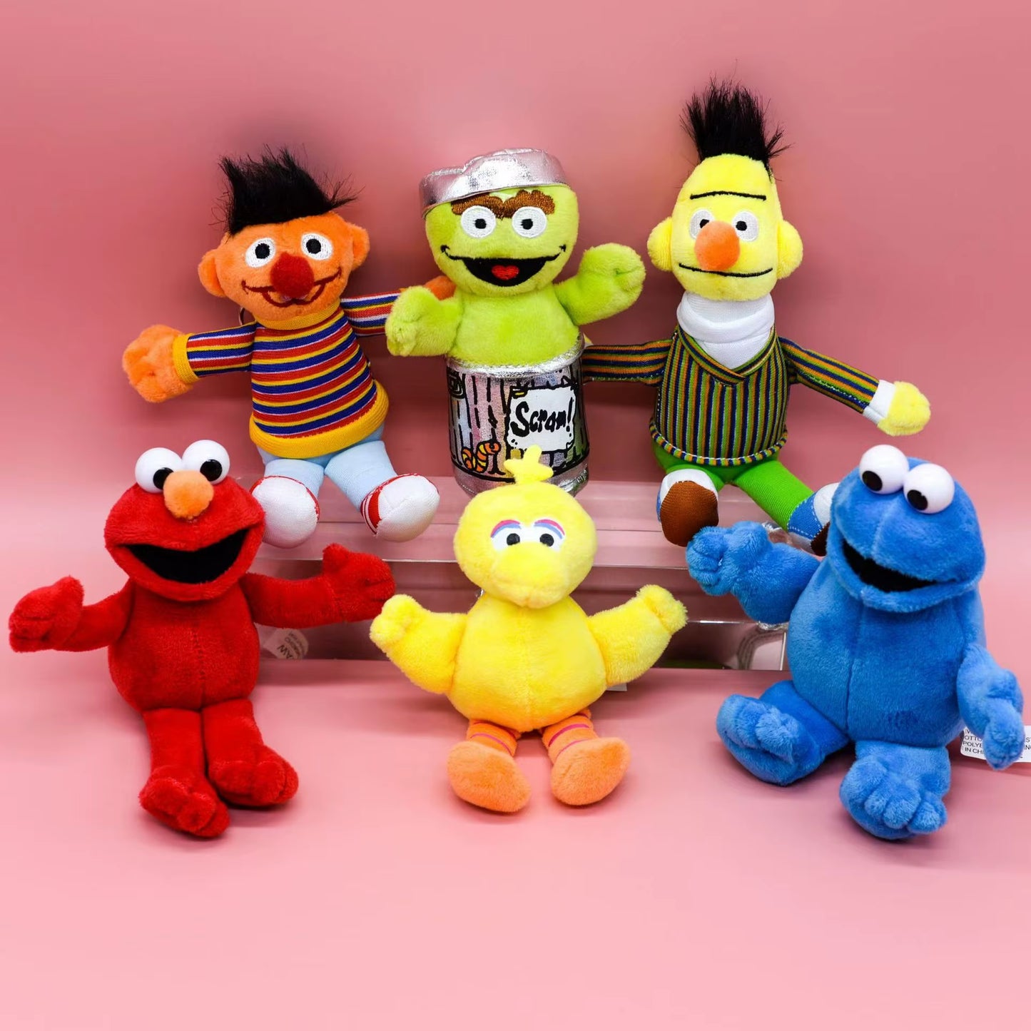 Enlightenment Cartoon Plush Keychain Cute ELMO Cookie Monster Schoolbag Pendant Big Bird Soft Stuff Accessories for Kid'S Gift