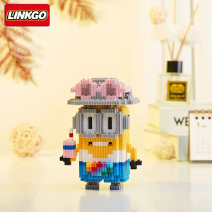 Flower-themed minion mini building block figure made from small bricks
