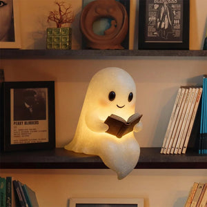 Cute ghost night lamp used as Halloween bedroom decor