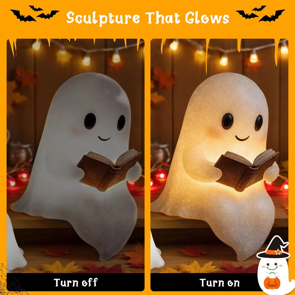 Ghost night lamp creating a spooky Halloween atmosphere