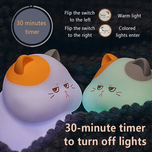 Gluttonous cat night light with 30 minute sleep timer feature