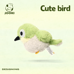 green bird plush toy shown in a flying pose on a soft background, cute stuffed animal gift idea