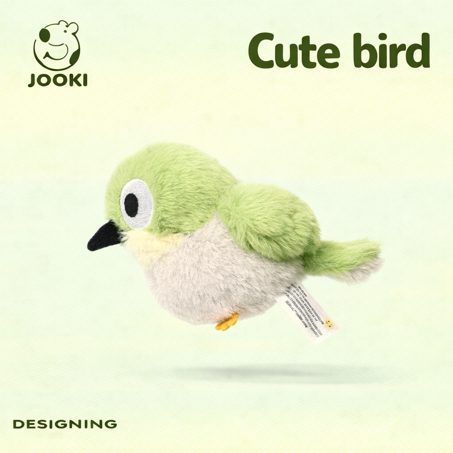 green bird plush toy shown in a flying pose on a soft background, cute stuffed animal gift idea